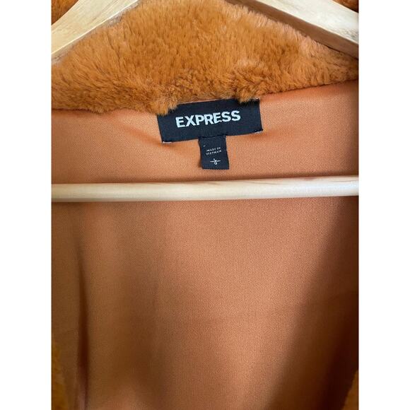 Express Tedy Coat Orange Size L - Picture 2 of 9